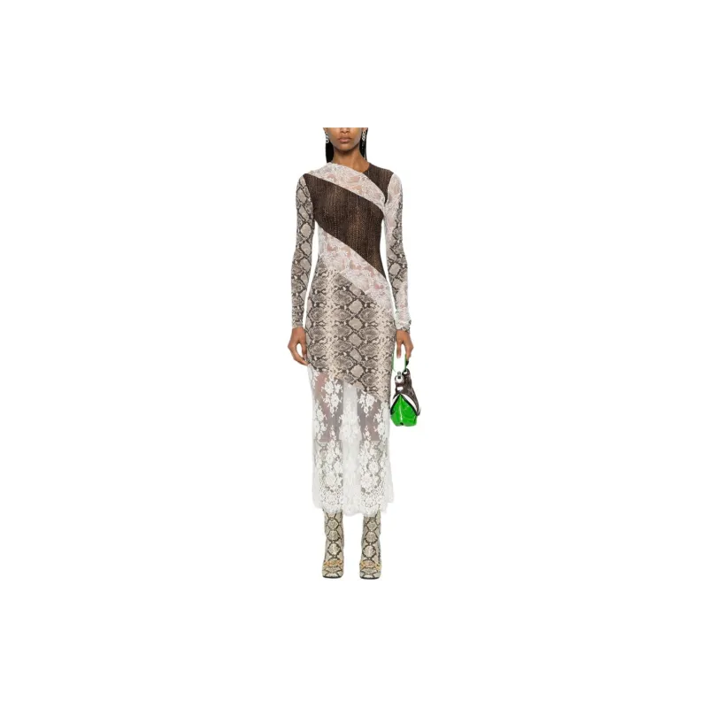 Marine Serre Floral lace Panelled Midi Dress-1