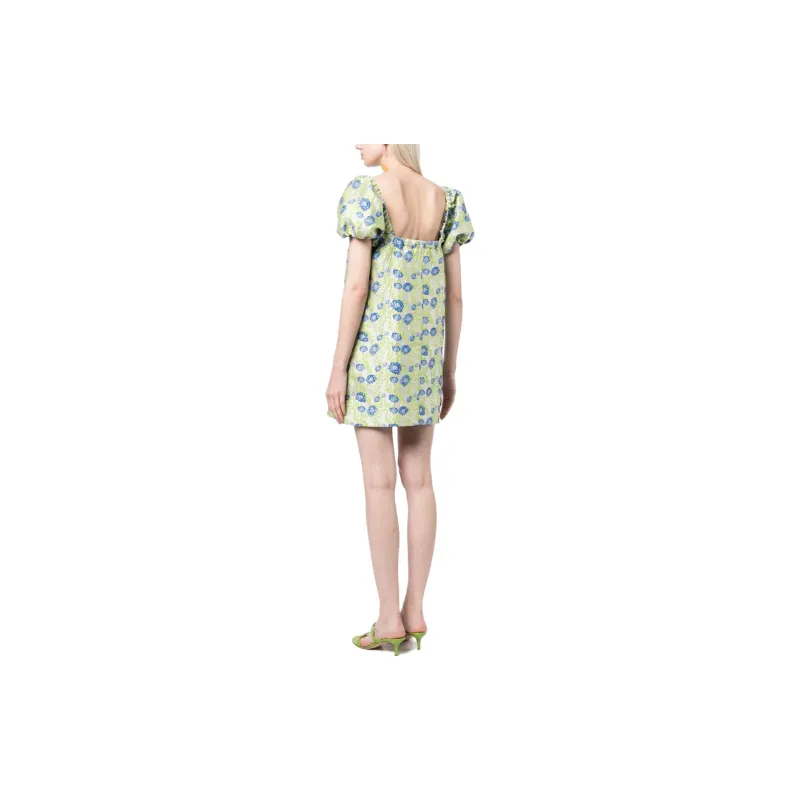 GANNI Floral-jacquard Shift Minidress-2