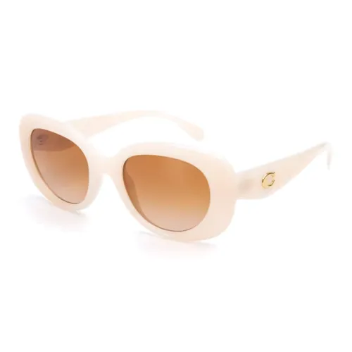 COACH Plate Frame Oval Sunglasses Unisex Brown