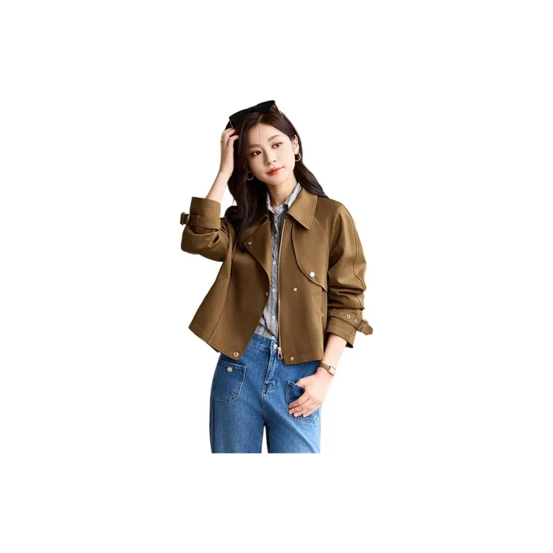 Yi Mengyuan Cropped Trench Coat Women's-3