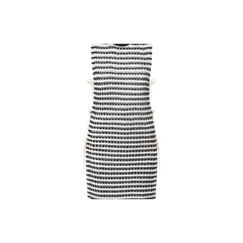 LOUIS VUITTON Striped Lace Knit Open Dress-5