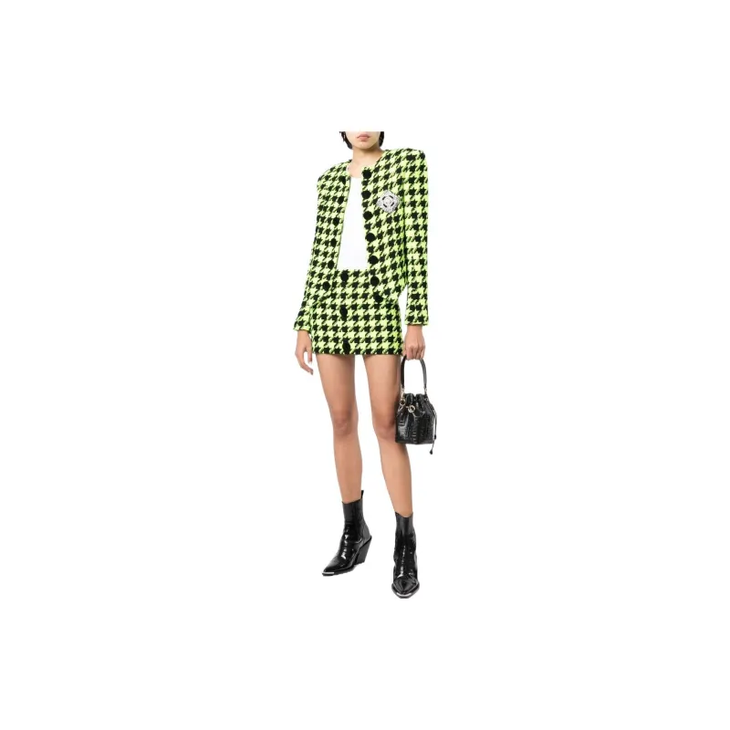 BALMAIN Houndstooth pattern Embellished Tweed Jacket-1