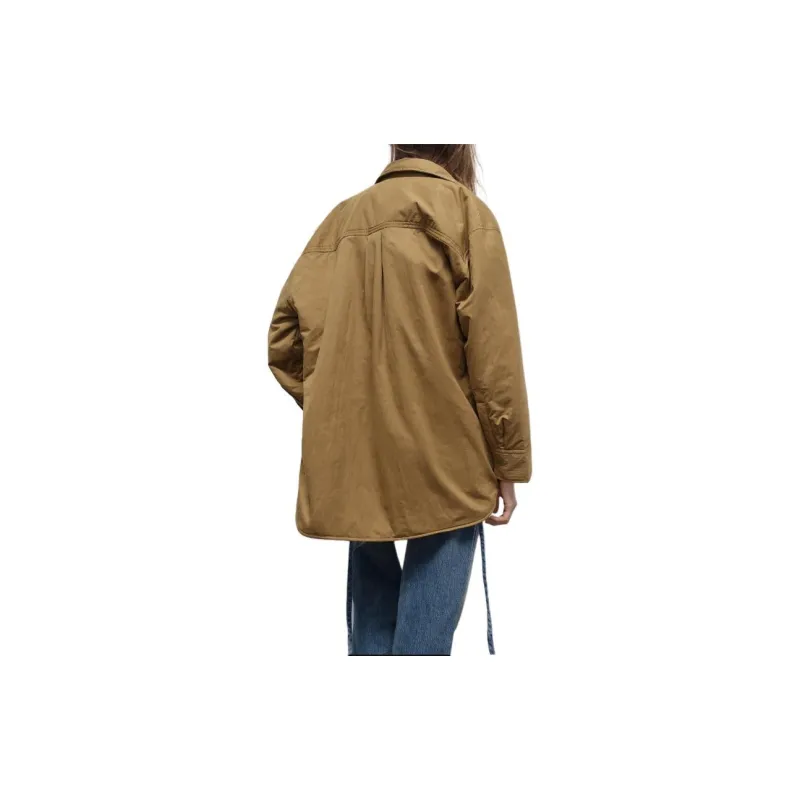 ZARA Puffer Jacket Women's Yellow Khaki-3