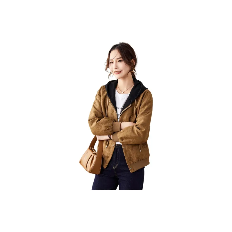 TERRE BLEUE Baseball Jacket Women's Dark Khaki-1