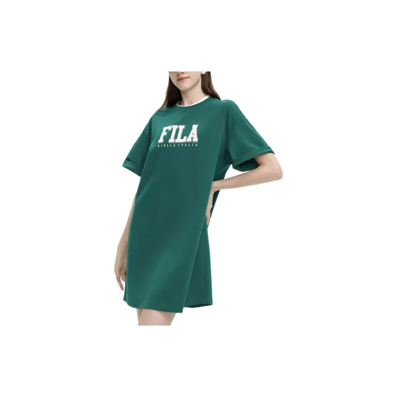 FILA Short-Sleeved Dresses Women's Chrysanthemum Crystal Green-3