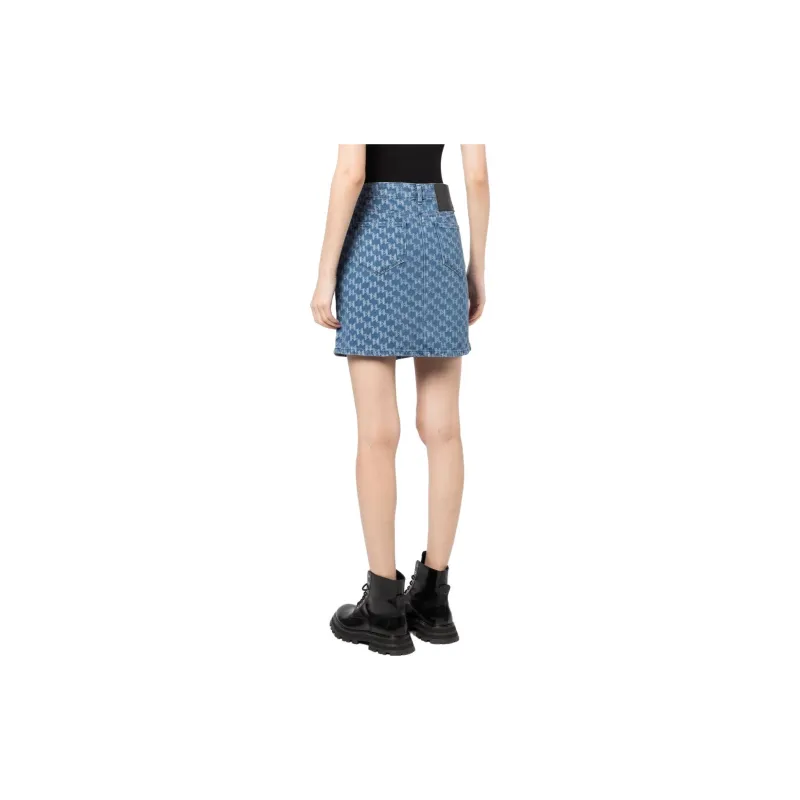 KARL LAGERFELD Monogram-pattern Denim Skirt-2