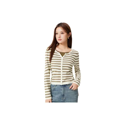 Love to serve Knitwear Women's Apricot Coffee Stripe