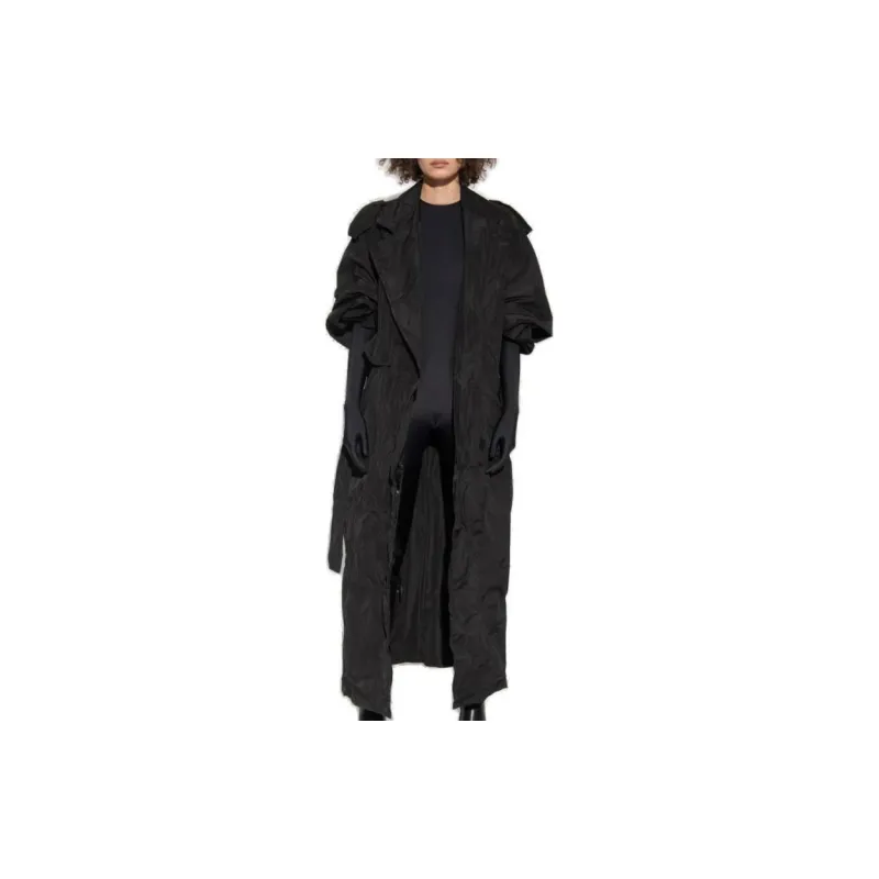 Balenciaga Trench Coat Loose Fit Women's Black-1