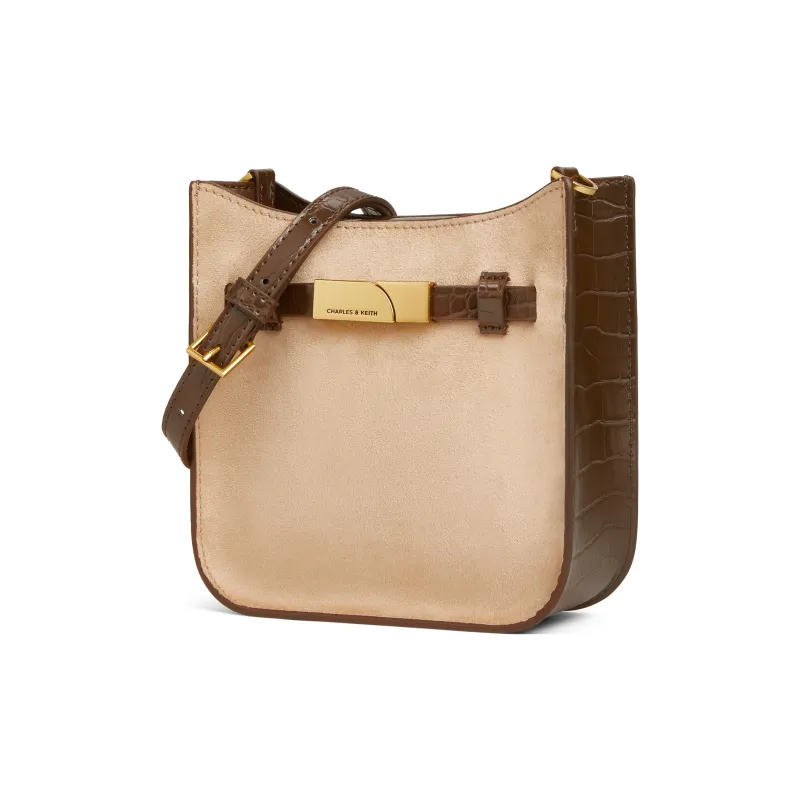 CHARLES&KEITH PU, Textile Mixture Cell Phone Pouch, Shoulder Bag, Crossbody Bag Trumpets Women's Composite Color Multi-1