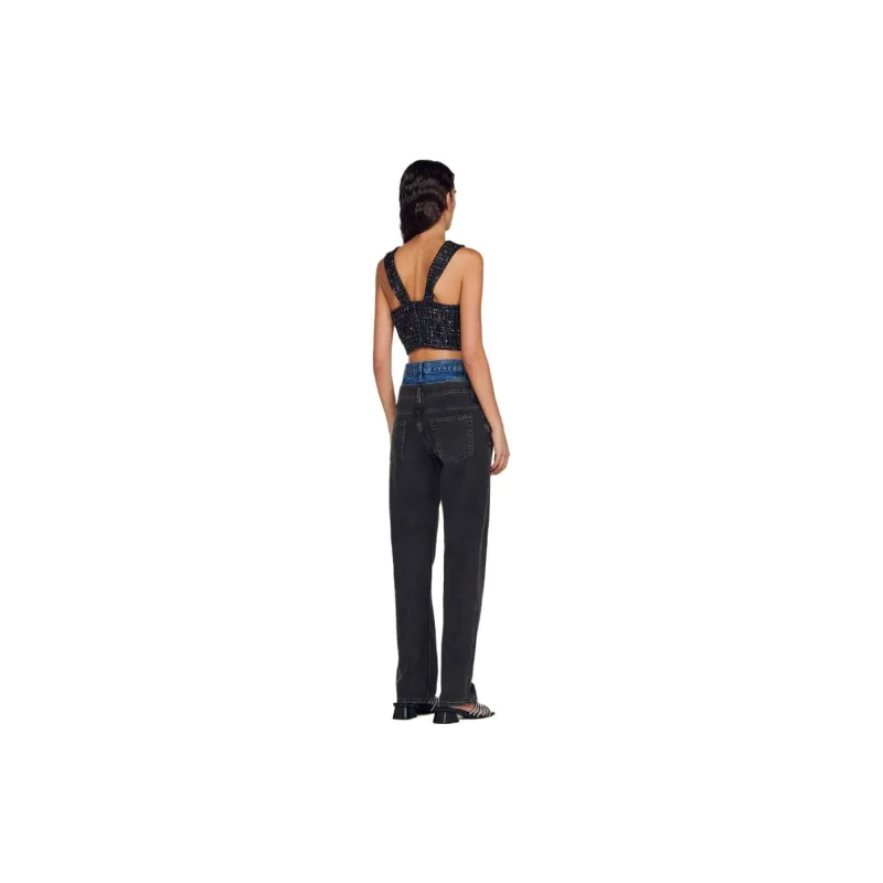 Sandro Elegant Tweed Crop Top-2