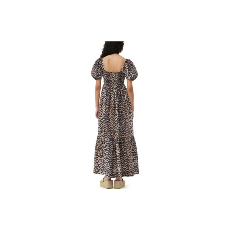 GANNI Short Sleeved Dresses Women's Leopard Color-3