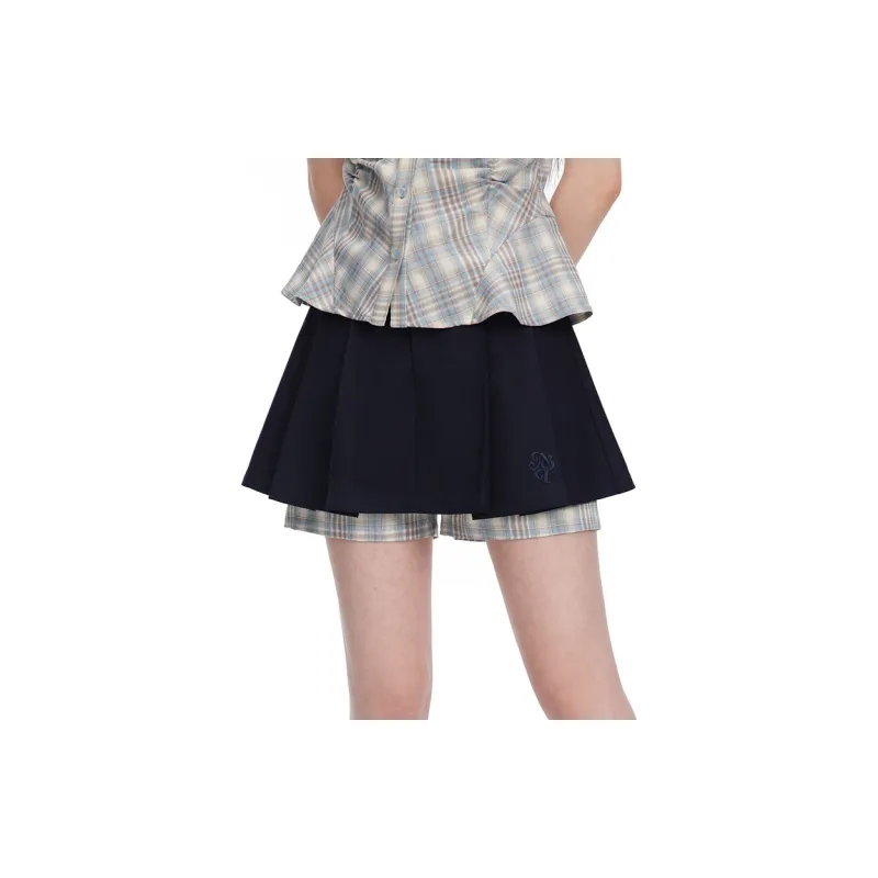 NTOT Casual Short Skirts Women's Navy Blue-3