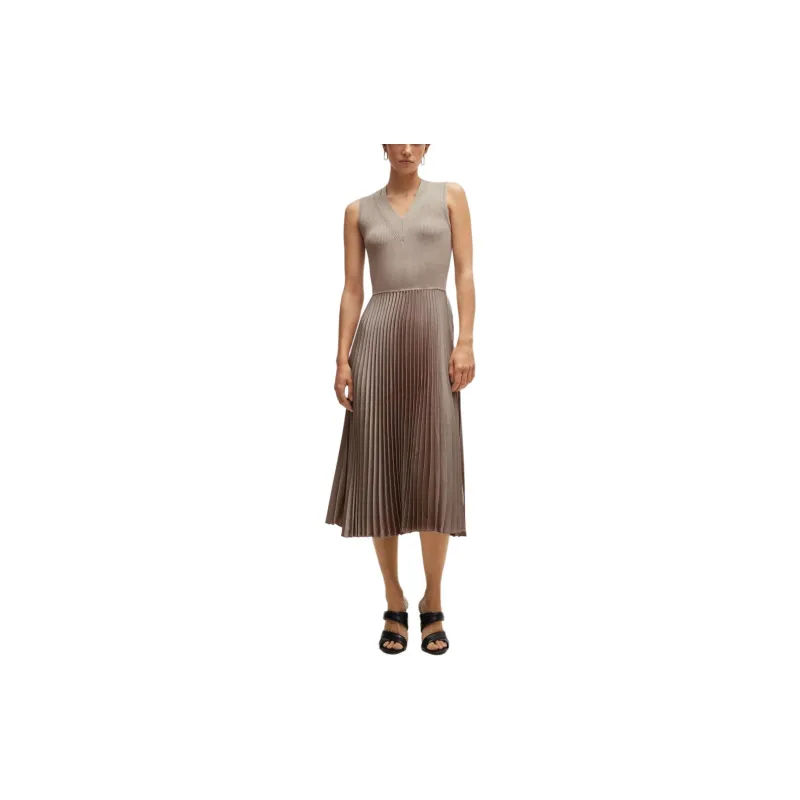 Boss Plissé skirt Flared Midi Dress-1