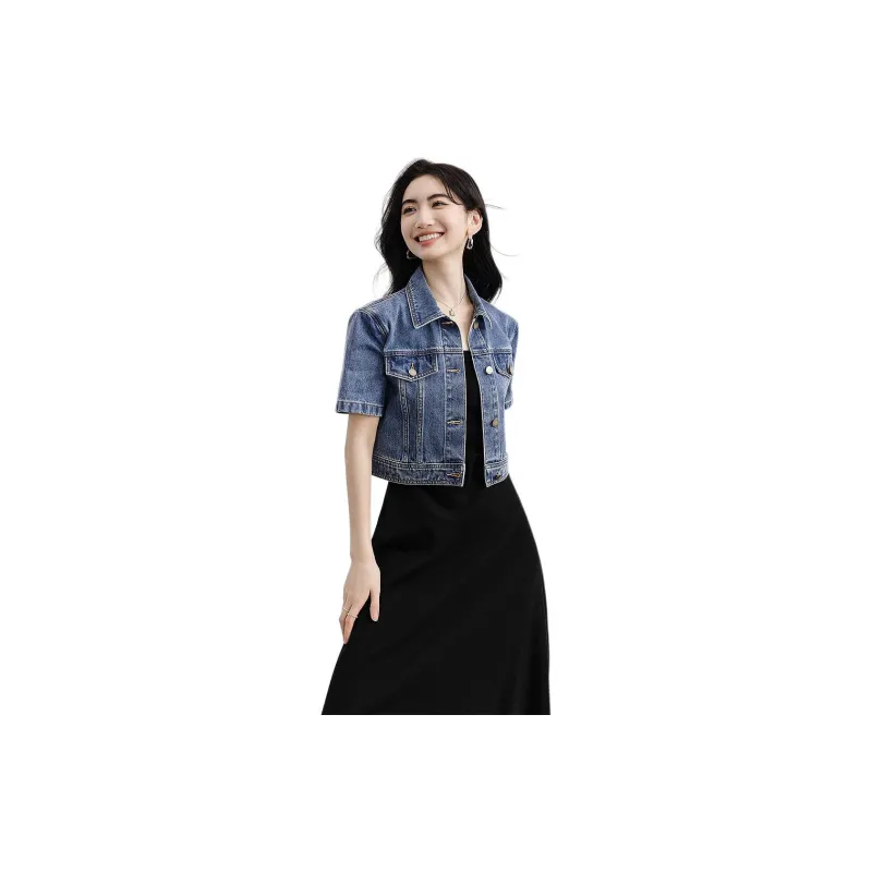 Hopeshow Denim Jacket Women's Denim Blue-1