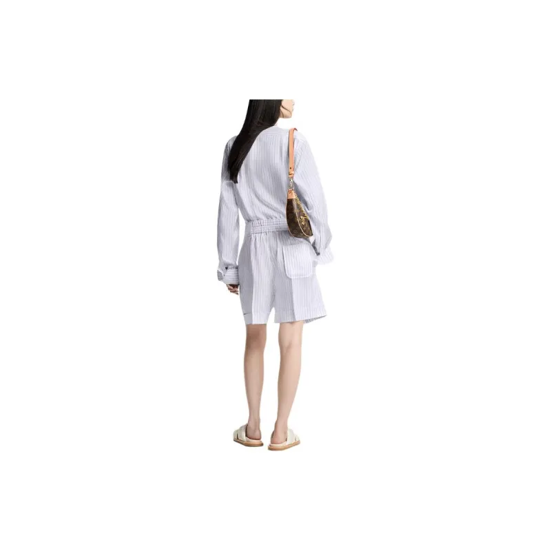 LOUIS VUITTON Collarless Pinstripe Silk Shirt-2