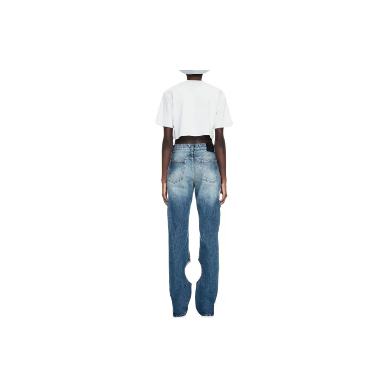 OFF-WHITE Logo Embroidered Crewneck Cropped T-Shirt-2