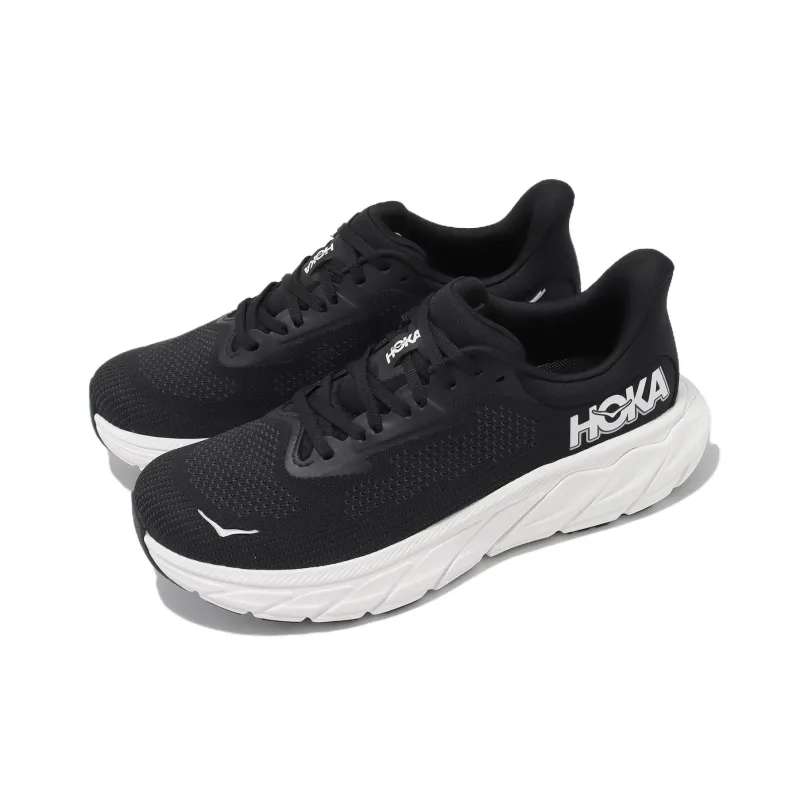HOKA ONE ONE Arahi 7 Slip Resistant Low Top Running Shoes Women's Black White-2