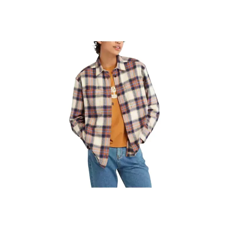 Timberland Flannel Overshirt Shirt Women's Burnt Ochre-2