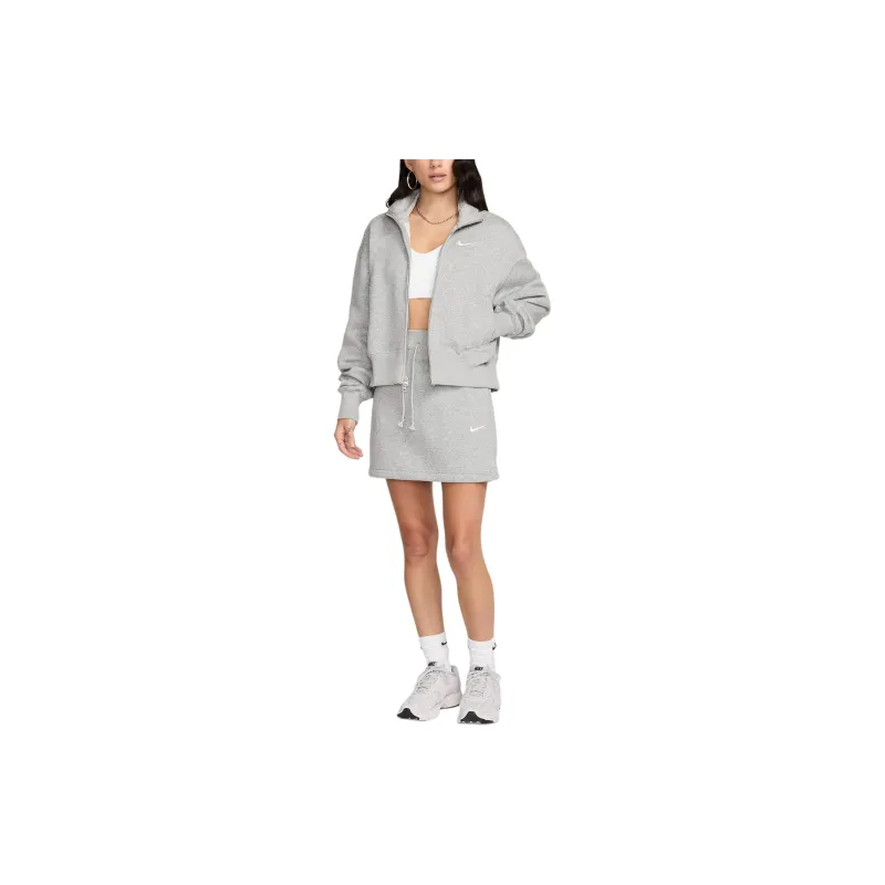 Nike Sportswear Phoenix Fleece Jackets Coats Women's Dark Heather Gray/Sail White-1