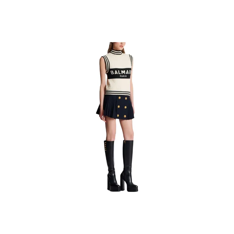BALMAIN Intarsia-knit Monogram Knitted Top-3