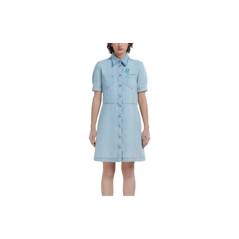 MARNI Short Sleeved Dresses Women's Denim Blue-1