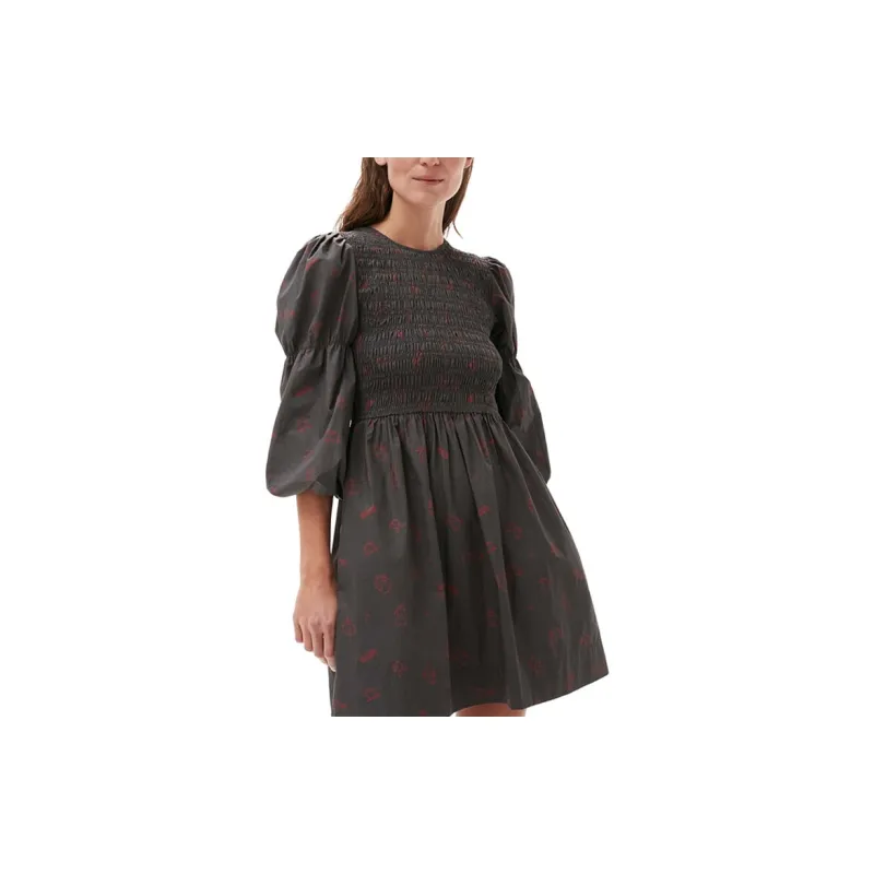 GANNI Chinese New Year Collection Long Sleeved Dresses Women's Volcanic Gray-3