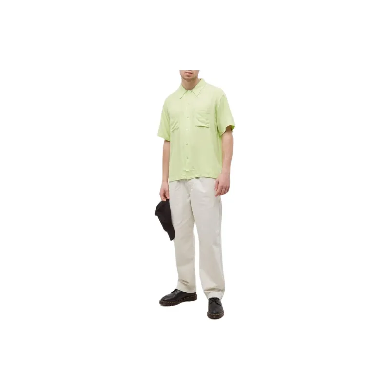 Stussy Contrast Pick Stitched Shirt 'Lime'-2
