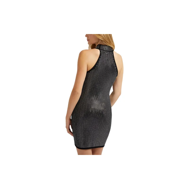GUESS Rhinestones Sweater Dress Slip Dresses Women's Black-4