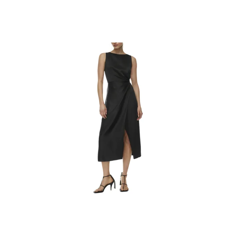 ARITZIA Babaton Illustrious Satin Dress Sleeveless Dress Women's BLACK/Black-2