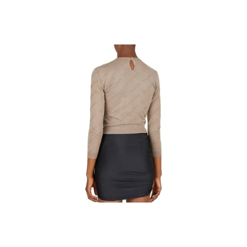 Balenciaga Flocked-logo Cotton Jumper-3