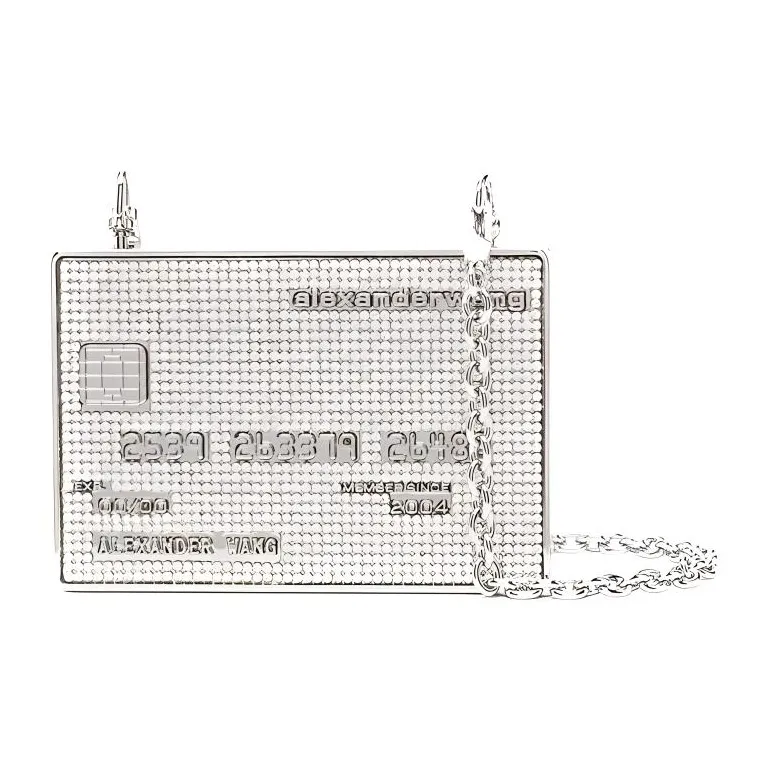 Alexander Wang Metal Clutch Crossbody Bag Shoulder Bag Necklace Pouch Women's Silver-0