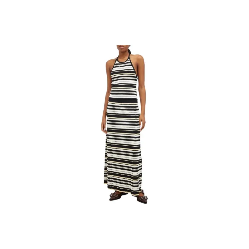 GANNI Striped Ribbed knit Midi Skirt-1
