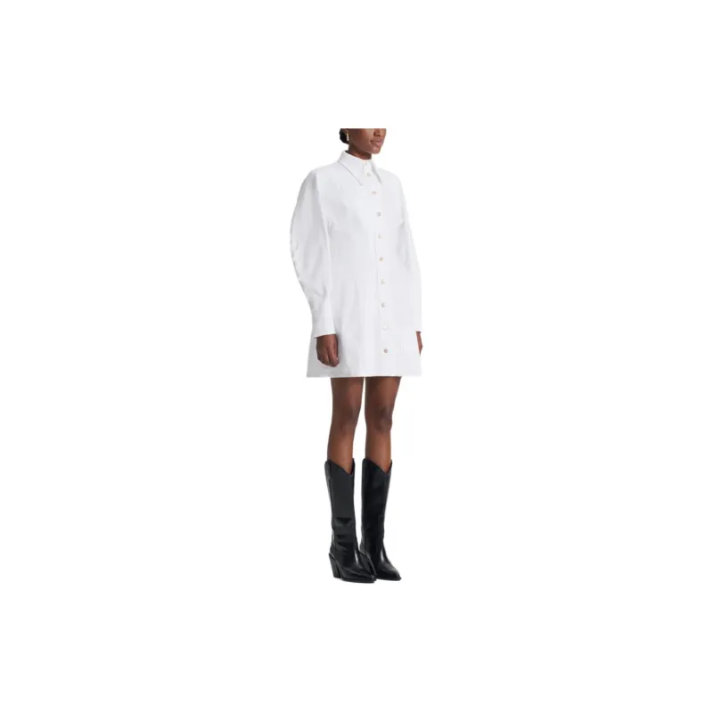 SCANLAN THEODORE Denim Cocoon Sleeve Mini Dress Long-Sleeved Dresses Women's White/White-2