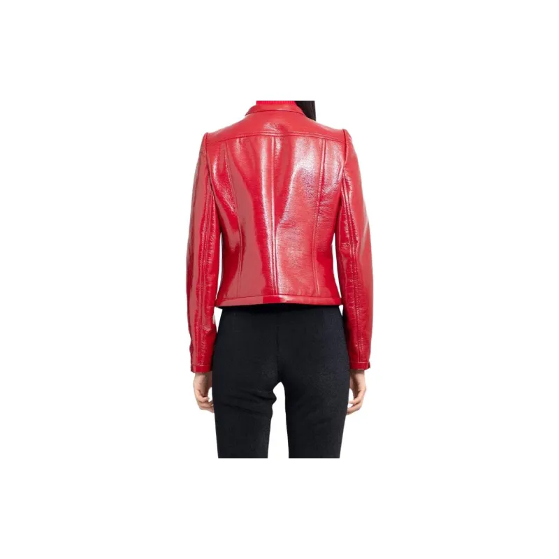 Courrèges Iconic Vinyl Biker Jacket 'Red'-2