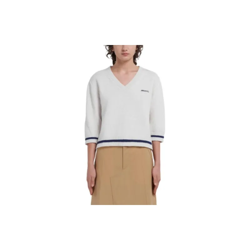 MARNI Logo Embroidered V Neck Knitted Top-1