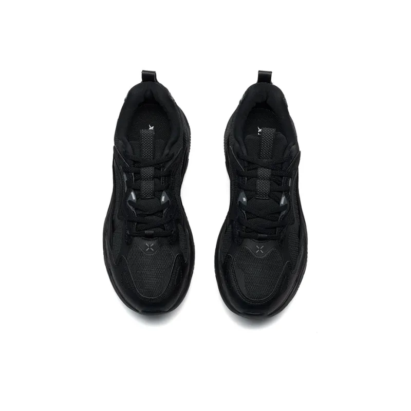XTEP Coverage Height Increasing Abrasion Resistant Low Top Chunky Sneakers Men's Black-4