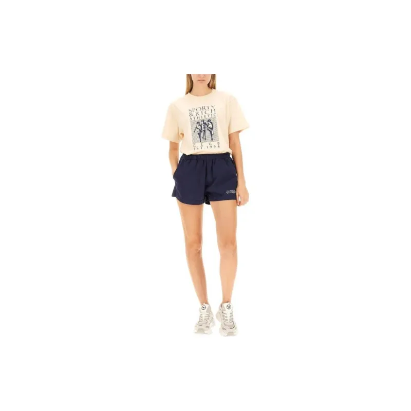 SPORTY & RICH Rizzoli Logo Printed Track Shorts-2