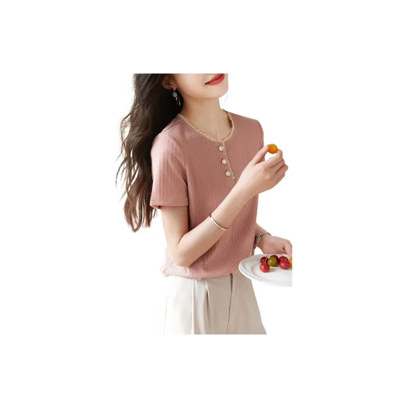Mo Han Yi Mei Regular T Shirt Women's Pink-1