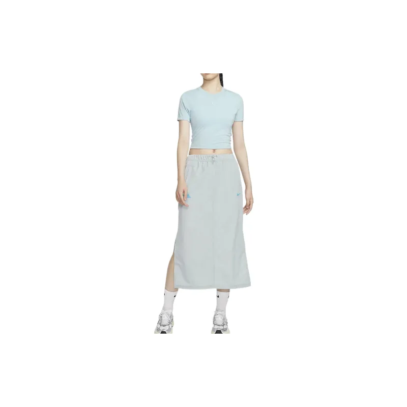 Nike Sportswear Essentials Series Casual Long Skirts Women's Floating Stone Gray-2