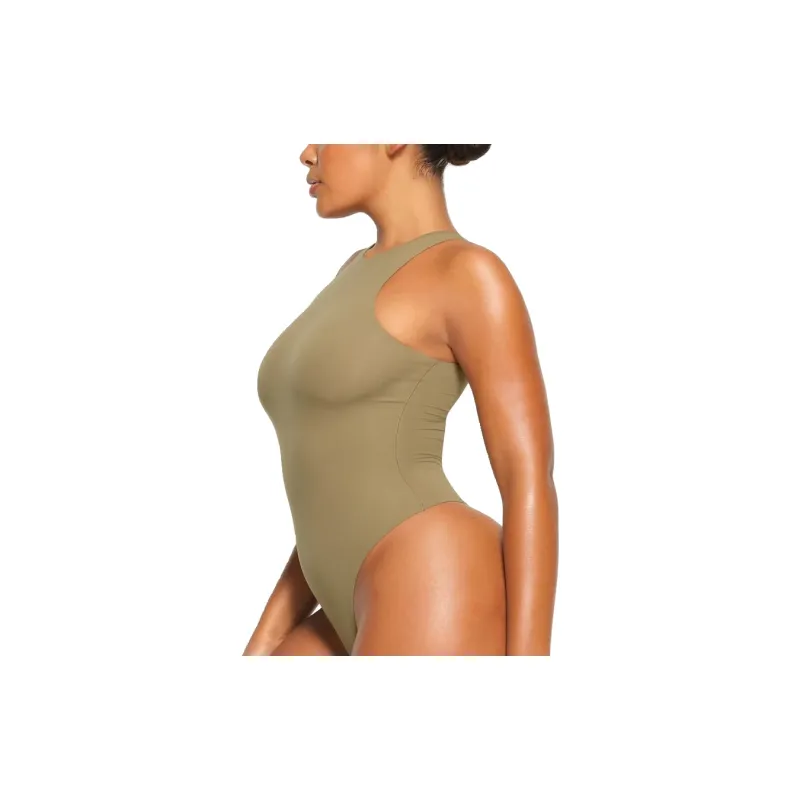 SKIMS FITS EVERYBODY HIGH NECK BODYSUIT Bodysuits Women's KHAKI/Khaki-3