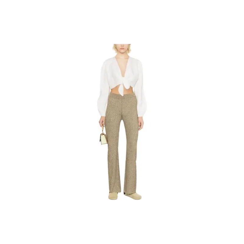 GANNI Ribbed knit Flared Trousers-1