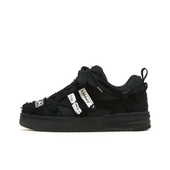 JIPOSEN Wrecking Patch Collection Low Top Classic And Versatile Skateboard Shoes Trend Unisex Black