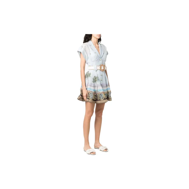Zimmermann Short-Sleeved Dresses Women's Light Blue-3
