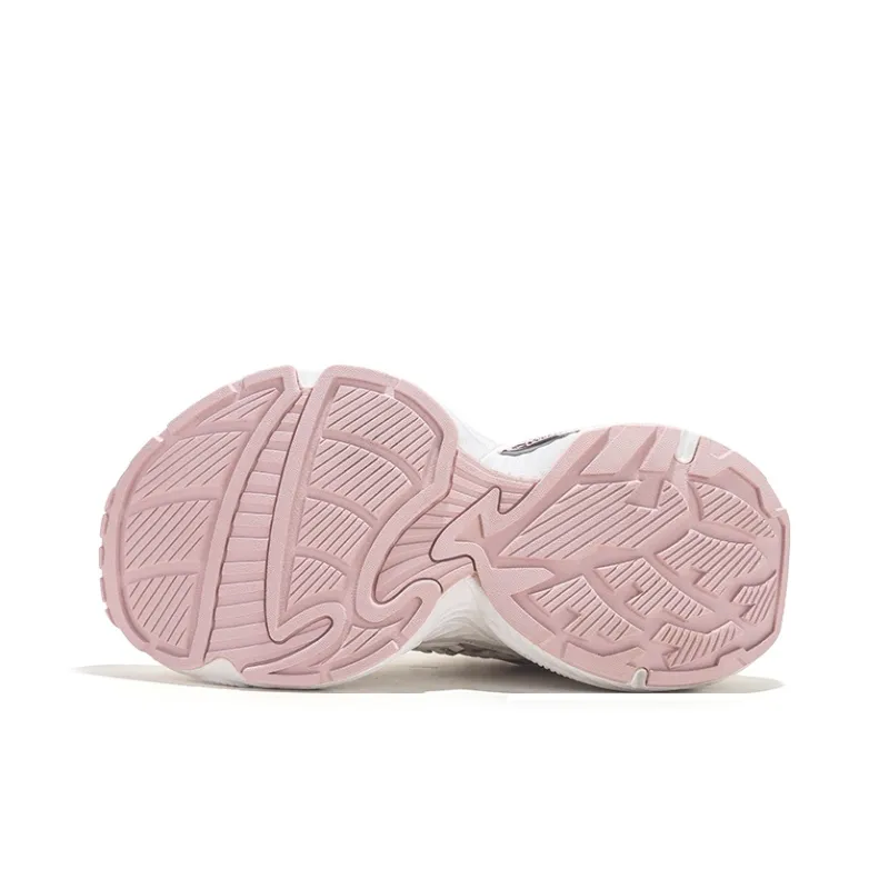 Jifffly Height Enhancing Wear Resistant Lightweight Low Top Chunky Sneakers Women's White Pink-5