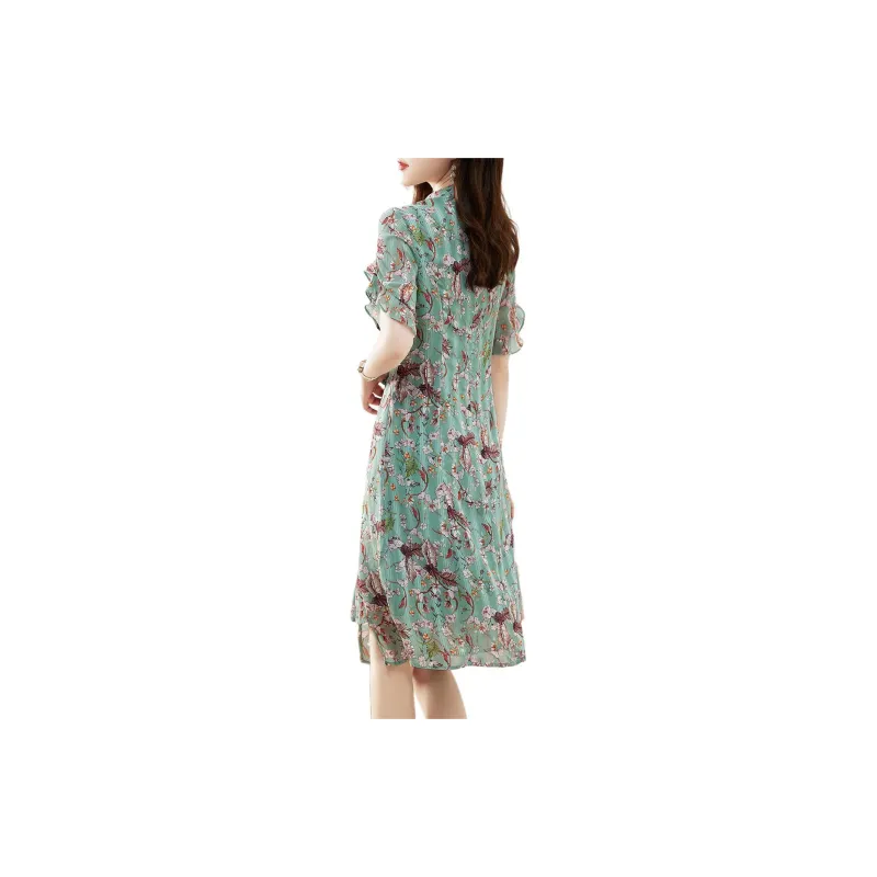 XWI Short Sleeved Dresses Women's Green-3