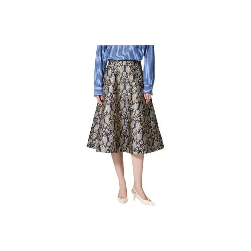 Valentino Brocade A-line Midi Skirt-3