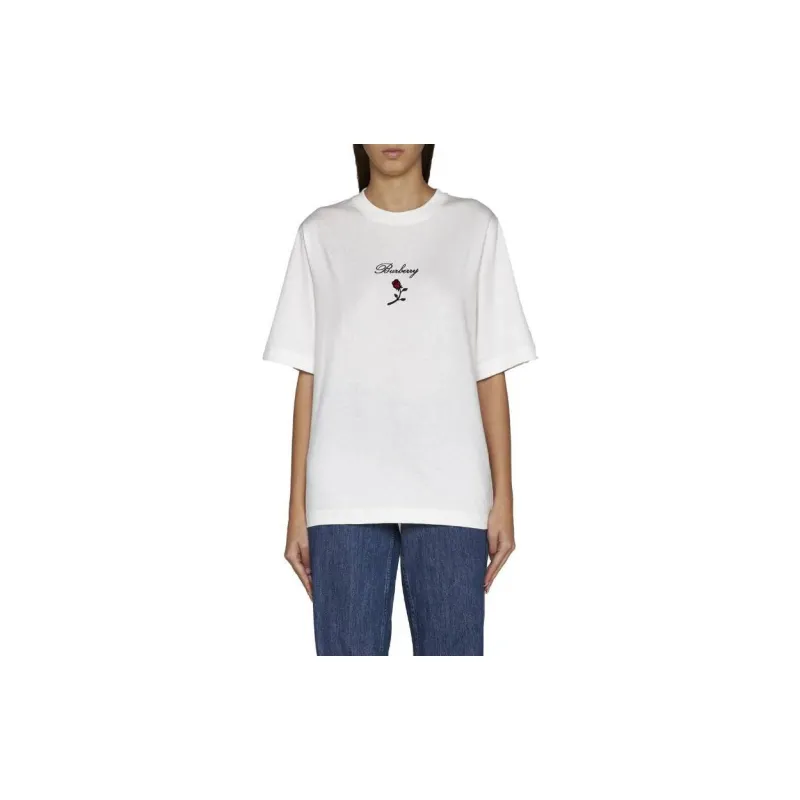 Burberry Logo Embroidered Crewneck T Shirt 'Rain'-3