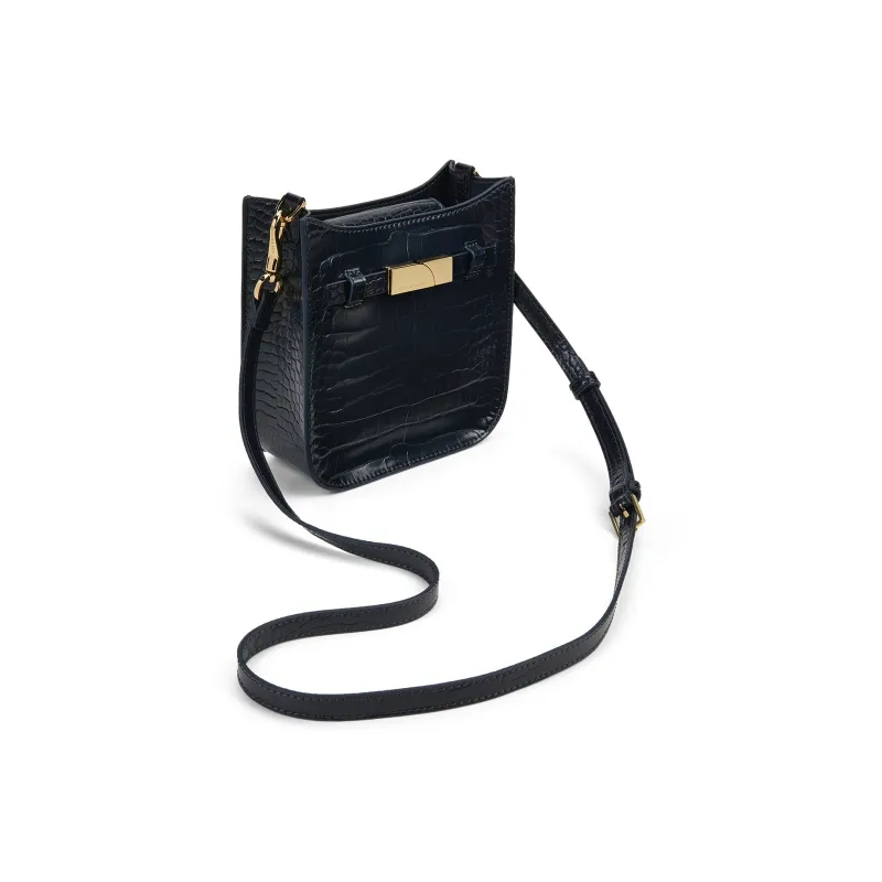 CHARLES&KEITH PU Shoulder Bag Small Size Women's Navy Blue Navy/Milk White Cream-2