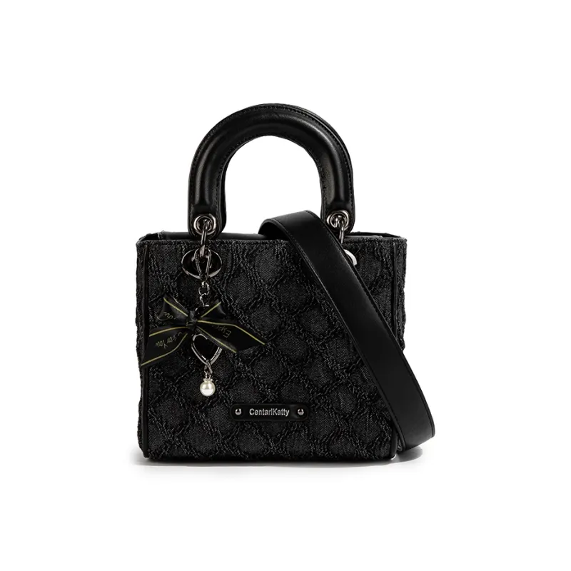 CentarlKatty PU Polyurethane Handbag Regular Women's Denim Black-1