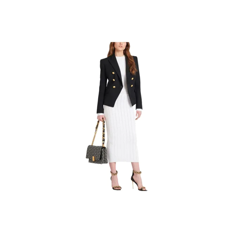 BALMAIN Long Sleeved Dresses Women's White-1
